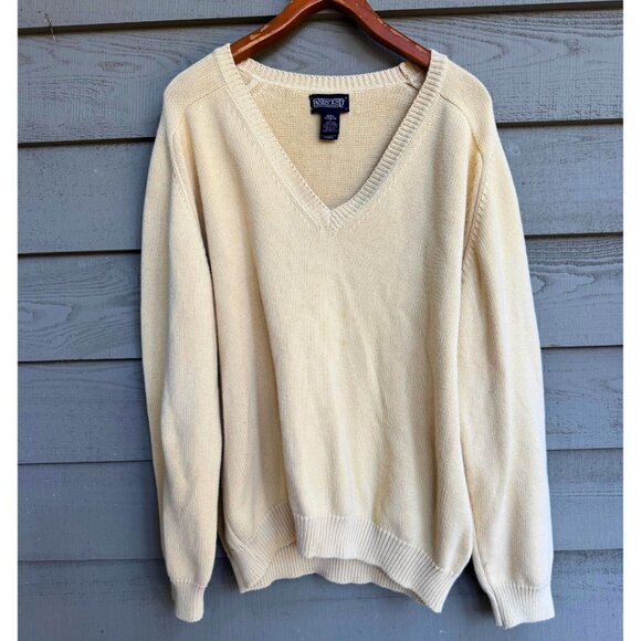 Vintage Lands’ End Cotton V-Neck Sweater L USA - Picture 1 of 10